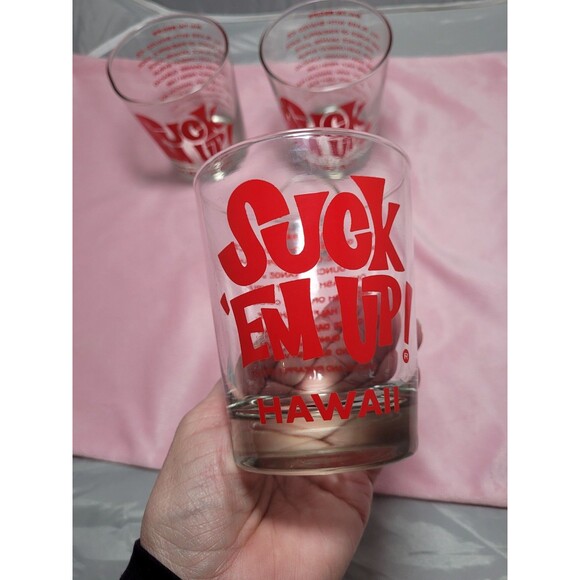 3 Hawaii Suck 'Em Up! Mai Tai Recipe 4 1/4" Cocktail Rocks Glass Libbey Tiki Bar - Picture 4 of 7